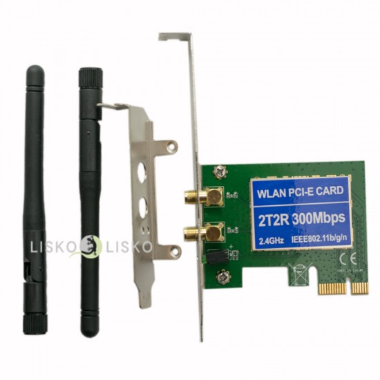 Placa De Rede Wifi PCI Express com 2 Antenas 300Mbps Perfil Baixo