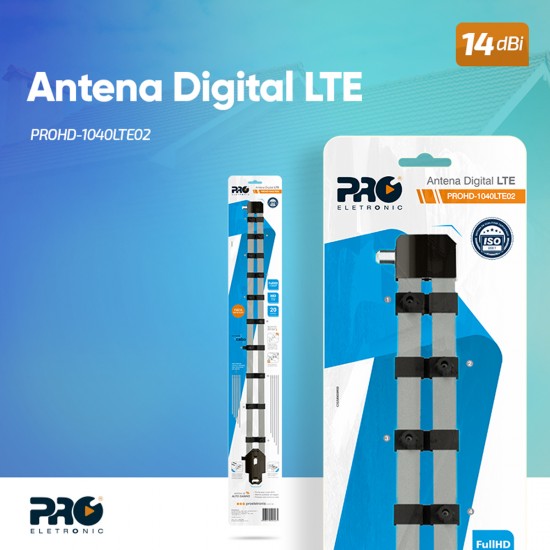 Antena Digital Alto Ganho LTE 20 Elementos PROHD-1040LTE02