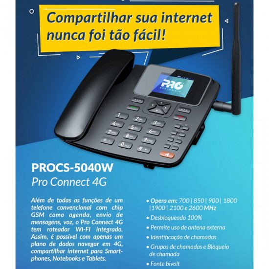 Telefone Celular de Mesa 4G WIFI 7 Bandas PROCS-5040W