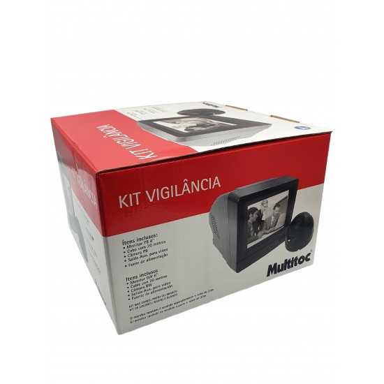 Kit Vigilância Preto com Monitor 6 Polegadas e Câmera 