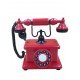 Telefone Antigo Retrô De Mesa em Madeira e Metal Vermelho