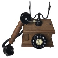 Telefone Antigo Retrô De Mesa em Madeira e Metal